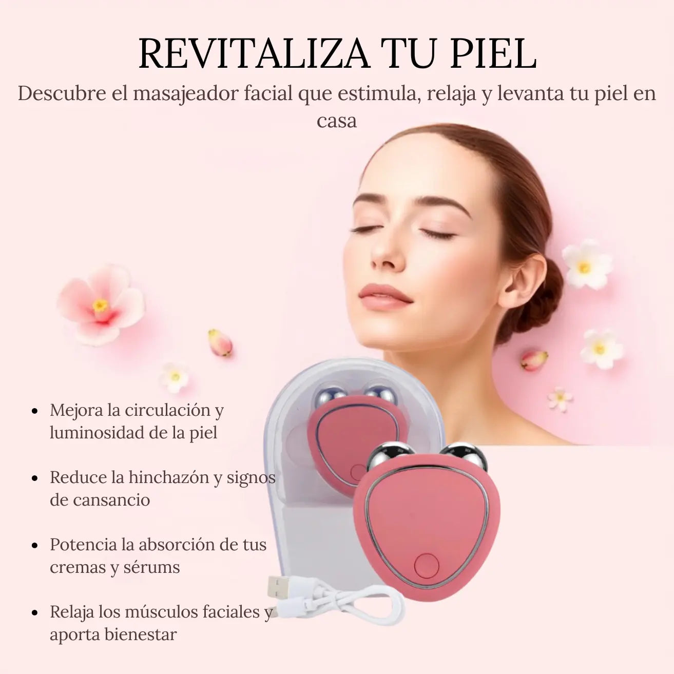 Masajeador Facial Rejuvenecedor de Microcorriente