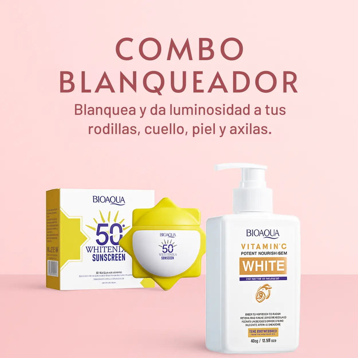 Combo Blanqueador BIOAQUA – Aclara, Hidrata y Protege tu Piel Día y Noche