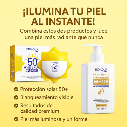 Combo Blanqueador BIOAQUA – Aclara, Hidrata y Protege tu Piel Día y Noche